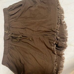 Kalihi Brown Linen-Blend Shorts